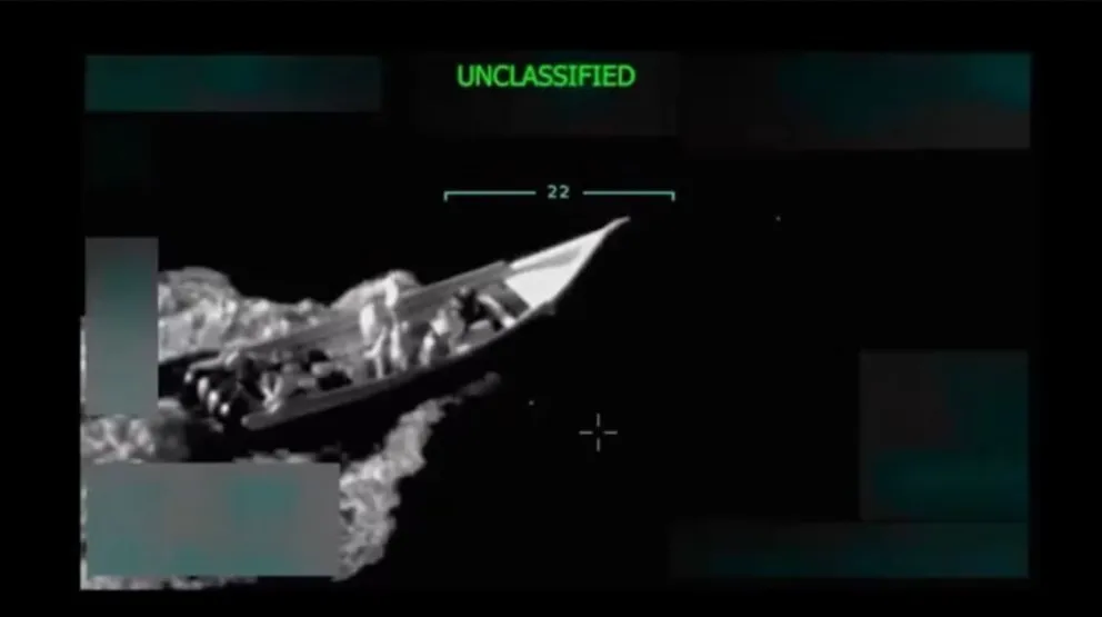 Captura de pantalla de un video publicado por Trump el 2 de septiembre muestra lo que Trump describió como un barco del Tren de Aragua. 