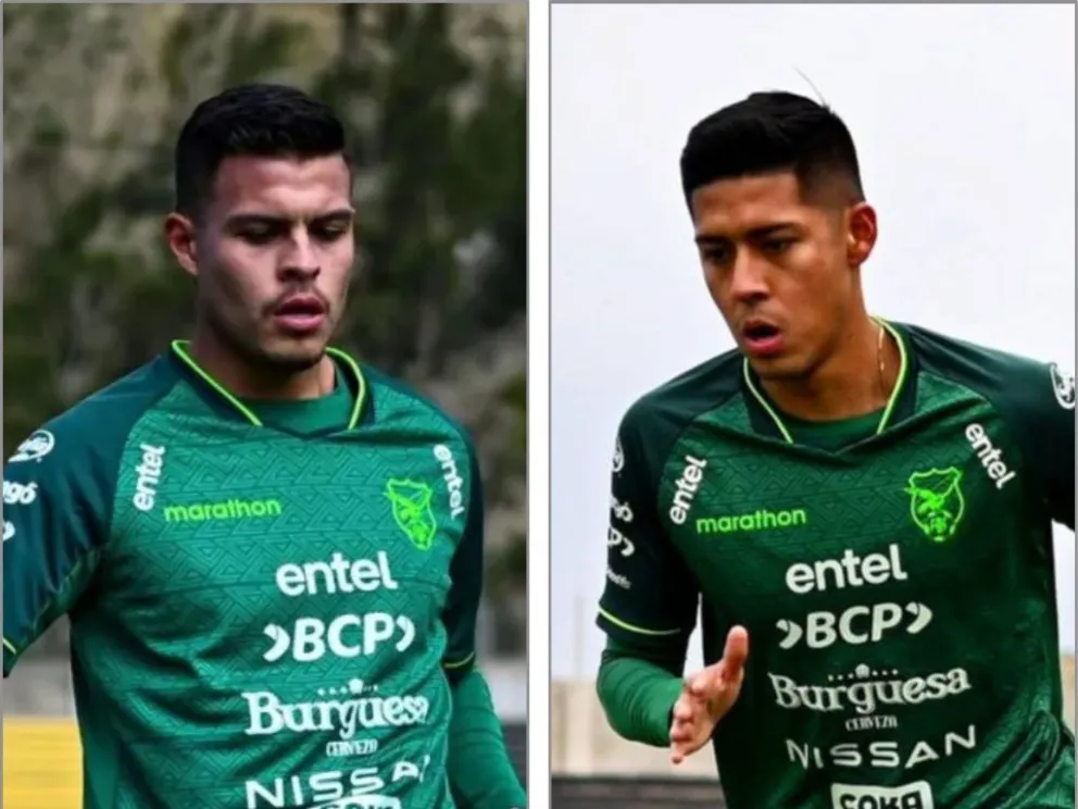 Céspedes y Vaca en un entrenamiento anterior del seleccionado nacional. Fotos: FBF