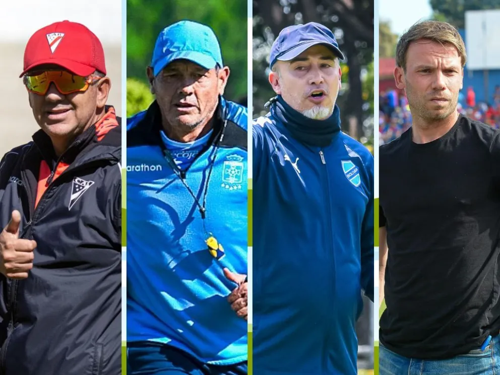 Los cuatro directores técnicos: Baldivieso (Always), Soria (Blooming), Robatto (Bolívar) y Cortés (Tomayapo).