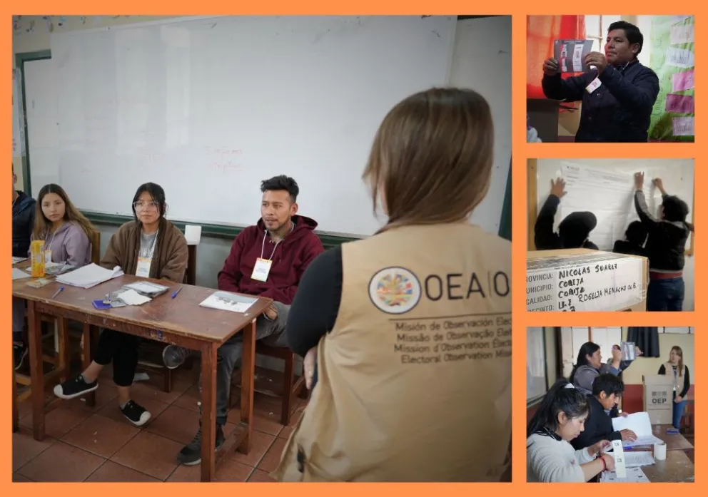 Los observadores de la OEA realizan su labor. Fotos: OEA 