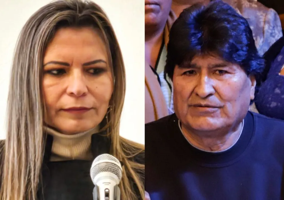 Sandra Gutiérrez, en una imagen de archivo, y el expresidente Evo Morales. Fotos: Senado y APG 