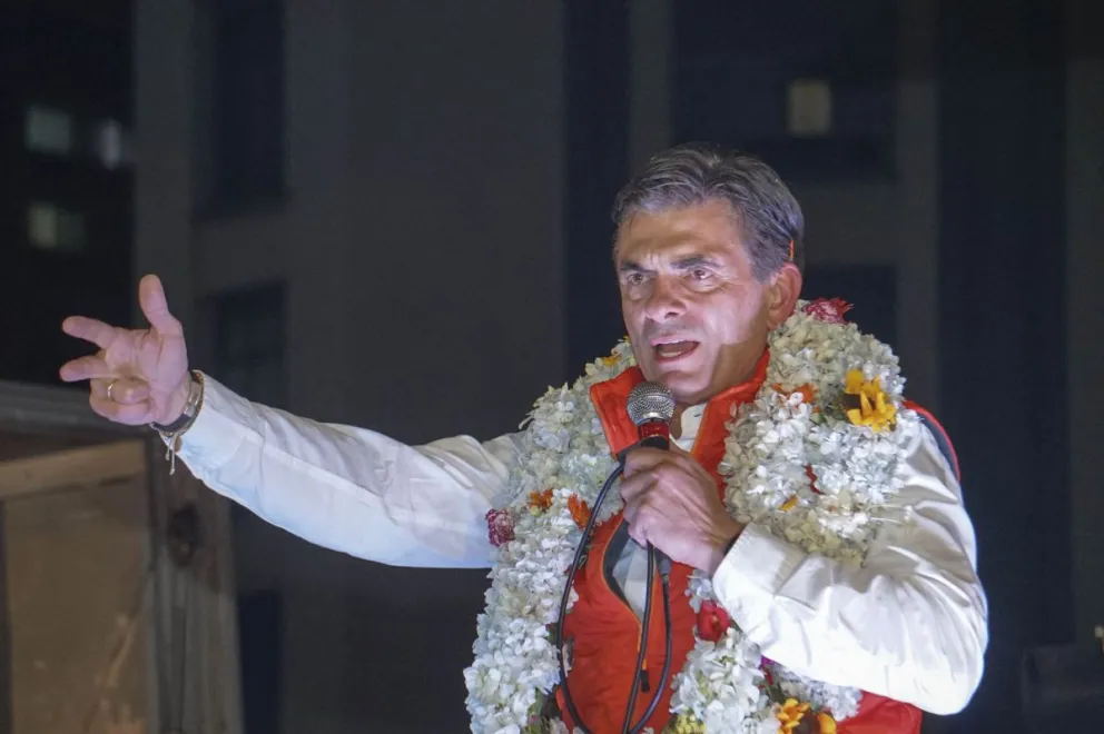 Rodrigo Paz en el festejo de su triunfo, el 19 de octubre. Foto: APG 