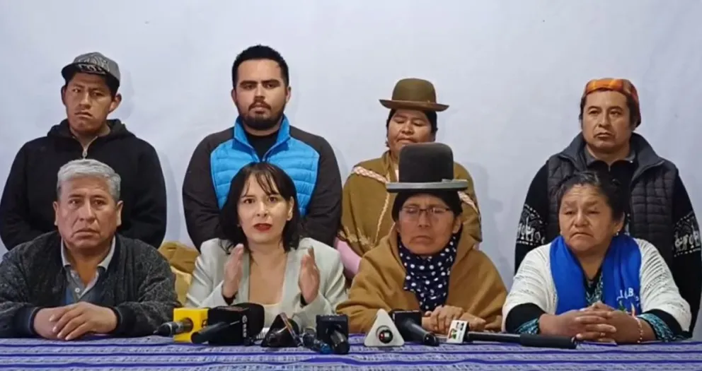 La abogada de Morales y otros dirigentes "evistas" durante la declaración. Foto: Captura de video