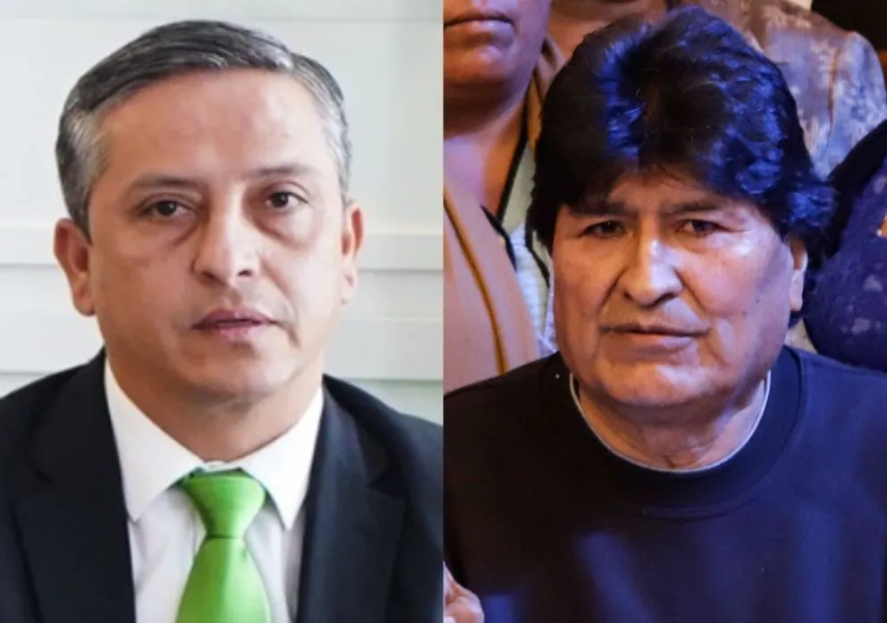 El nuevo fiscal departamental de Tarija, José Mogro, y Evo Morales. Fotos: FGE y APG 