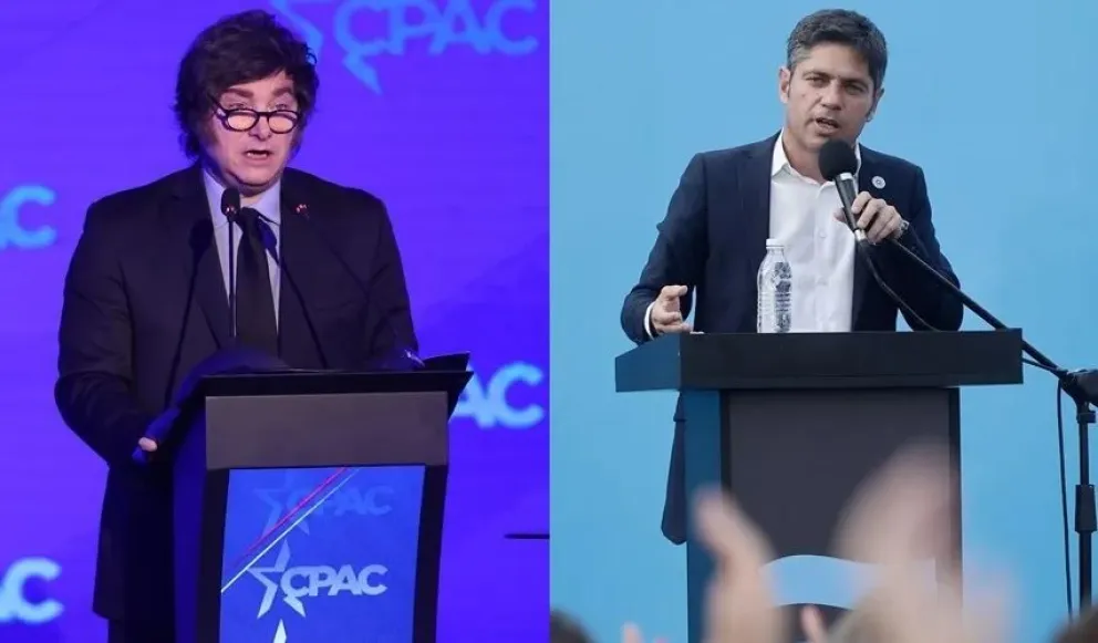 El presidente Javier Milei y el gobernador peronista de la provincia de Buenos Aires, Axel Kicillof. Foto: EFE