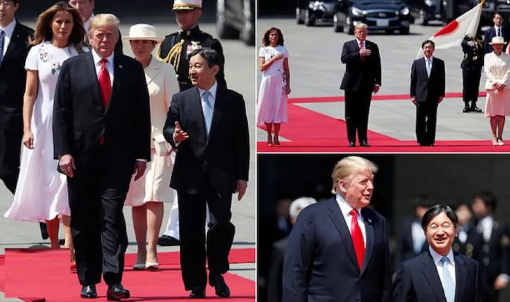 Donald Trump en suelo japonés este lunes. Foto: @ARISEtv