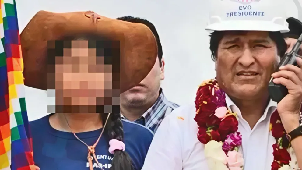 Cindy Saraí y Evo Morales. Foto: Composición / RRSS