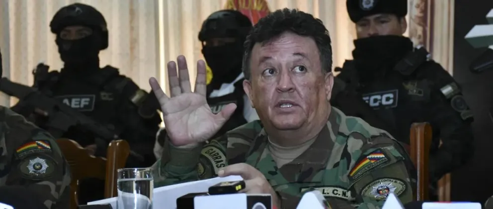 El director nacional de la (Fuerza Especial de Lucha Contra el Narcotráfico (Felcn), Ángel Morales. Foto: APG 