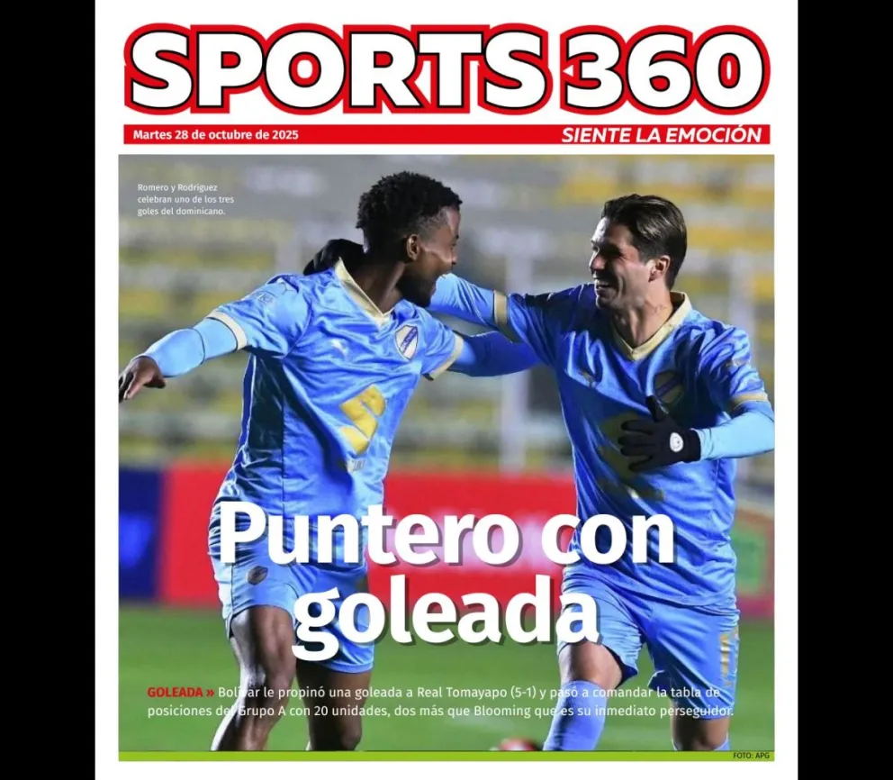 Romero y Batallini celebran el tanto del dominicano a los chapacos. Foto: APG