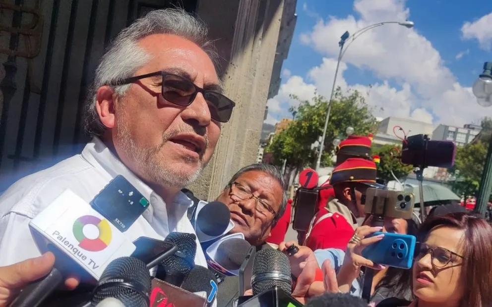 El viceministro Torrico este viernes en plaza Murillo. Foto: Captura de video