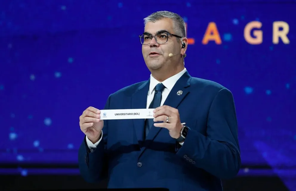 Frederico Nantes durante un sorteo de Copa Sudamericana. Foto: Conmebol