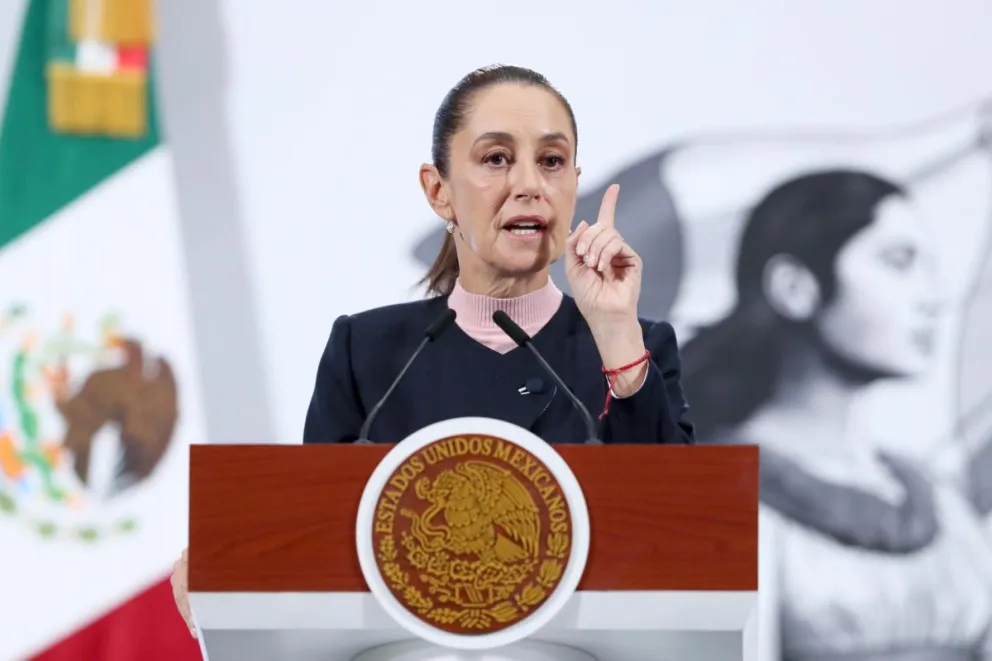 La presidenta de México, Claudia Sheinbaum, habla durante una rueda de prensa en Palacio Nacional de la Ciudad de México (México). Imagen de archivo. Foto: EFE