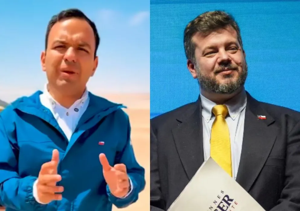 Los candidatos Sebastián Huerta, a diputado, y Johannes Kaiser, a presidente. Fotos: Captura de video y RRSS de Kaiser 