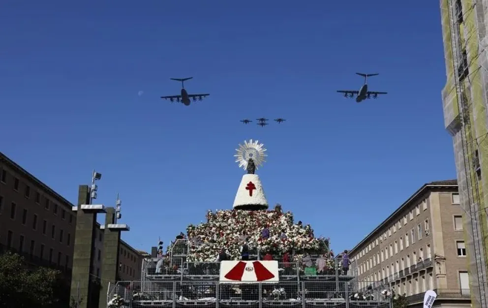 Vista de la Ofrenda a la Virgen del Pilar, en España, en una imagen de archivo. Foto: EFE