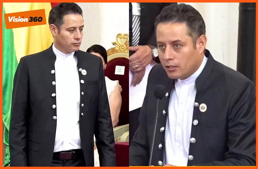 El traje que lució Edmand Lara este miércoles. Fotos: Captura de video