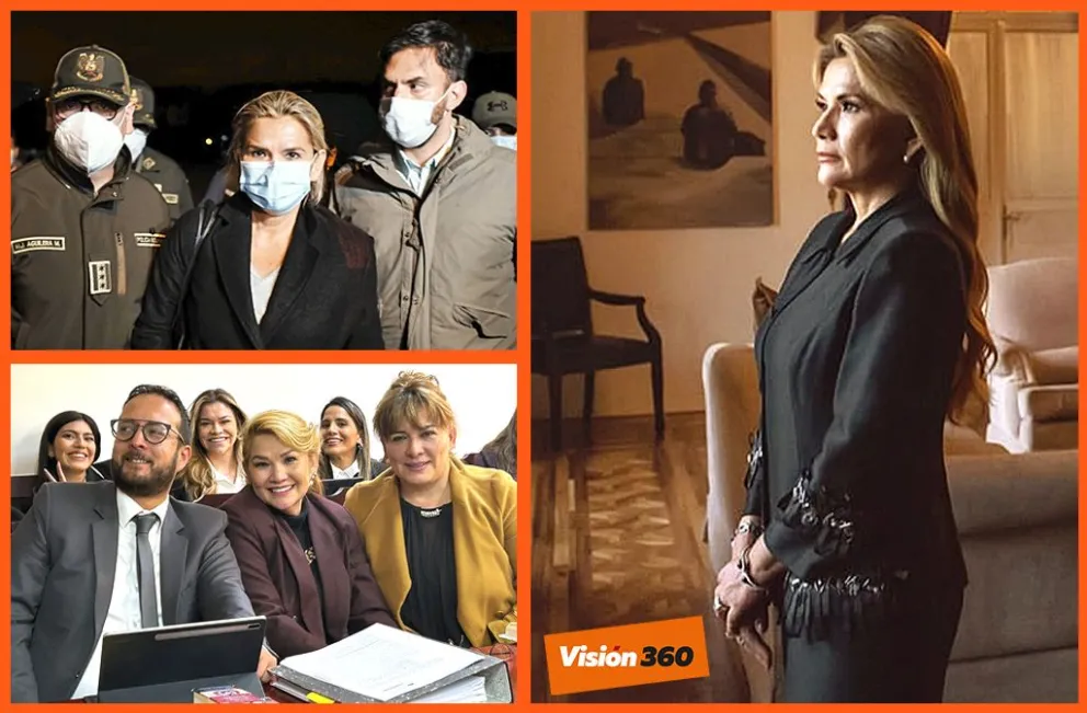 La expresidenta Jeanine Añez Chávez, en diferentes facetas de su carrera política. 