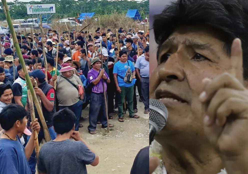 El exmandatario Morales y sus seguidores. Fotos: RKC y APG 