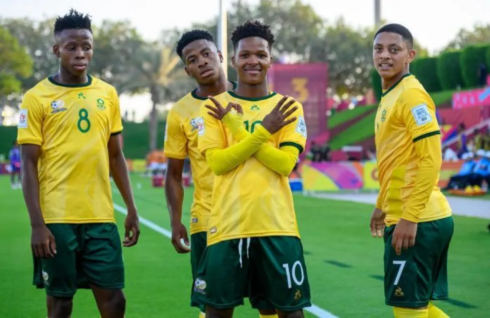 Los sudafricanos celebran el gol que le marcaron a Catar. Foto: IT