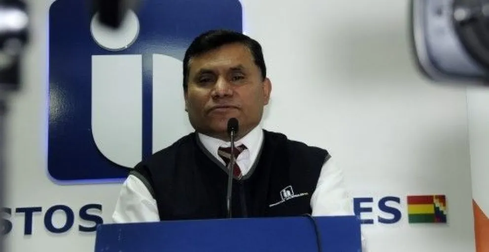 El presidente del SIN, Mario Cazón, presenta un balance de gestión. Foto: ABI