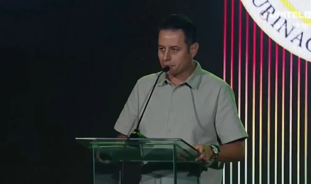 Edmand Lara este viernes en la cumbre con los empresarios. Foto: Captura de video