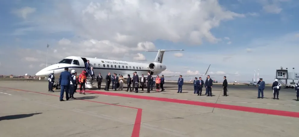 La llegada de Geraldo Alckmin a El Alto, este sábado. Foto: Marina Mamani / Visión 360 