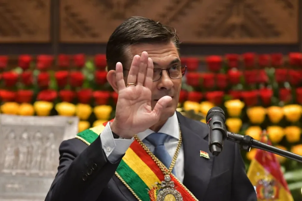 Rodrigo Paz este sábado durante su mensaje al país. Foto: APG