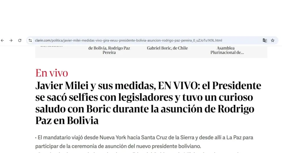 La nota del diario argentino El Clarín