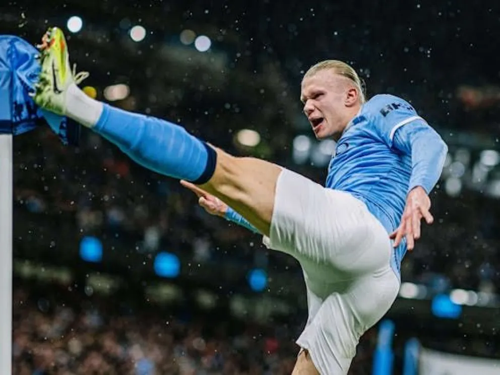 Haaland celebra  uno de los goles del City. Foto: MC