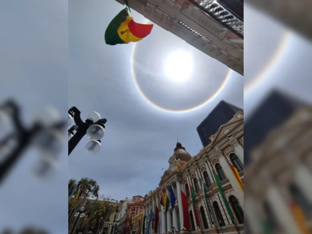 Una imagen del Sol ayer en Plaza Murillo. Foto: Paulo Lizárraga / Visión 360