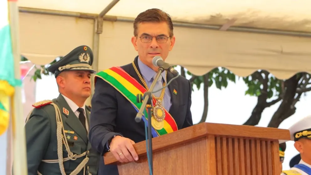 El presidente Paz, en Sucre. Foto: APG 