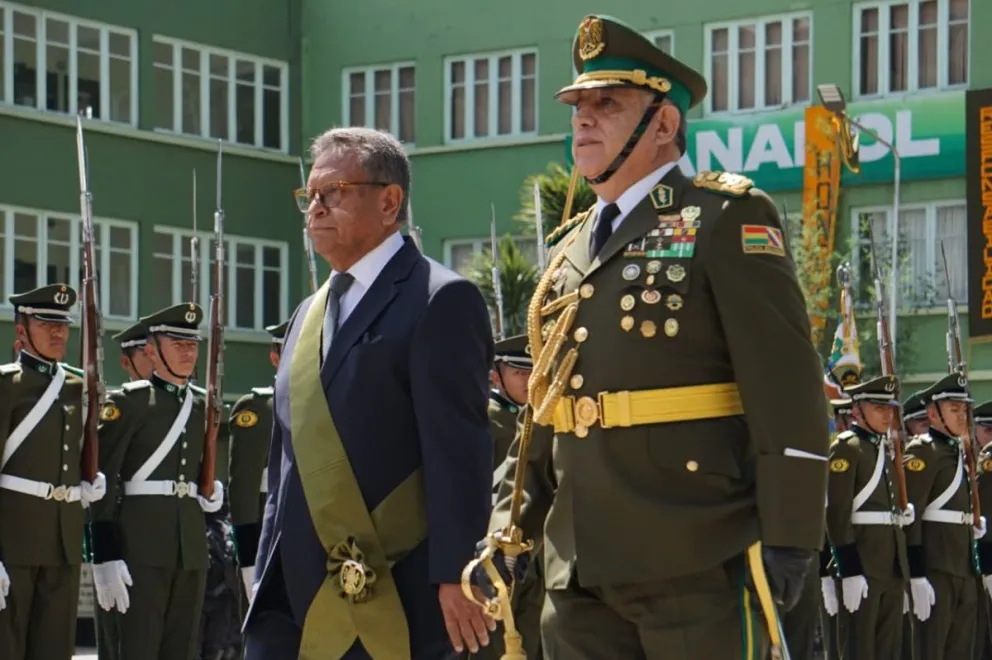 El ministro de Gobierno, Marco Antonio Oviedo, este martes en la Anapol. Foto: APG