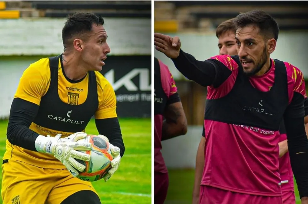 Torres (izq.) y Ursino, en un entrenamiento atigrado. Fotos: Club The Strongest.