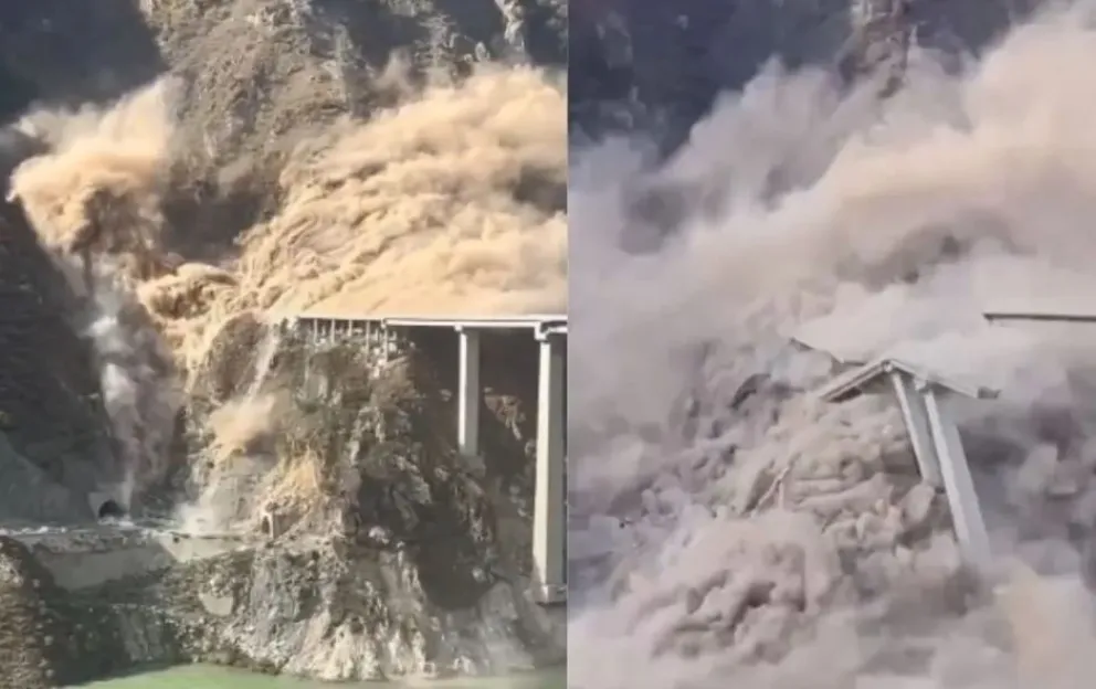 Imágenes de la caída del puente en capturas de video.