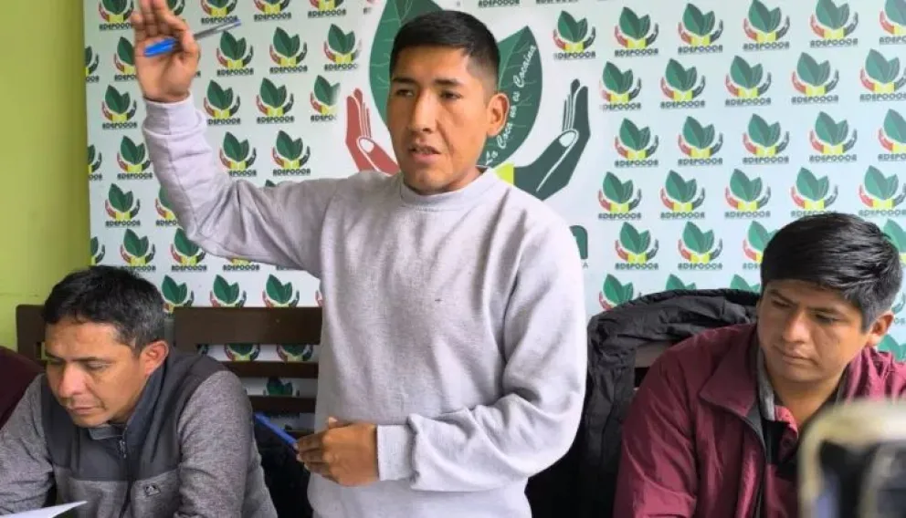 El presidente de la Asociación Departamental de Productores de Coca (Adepcoca), Daynor Chuquimia. Foto: FM Bolivia.