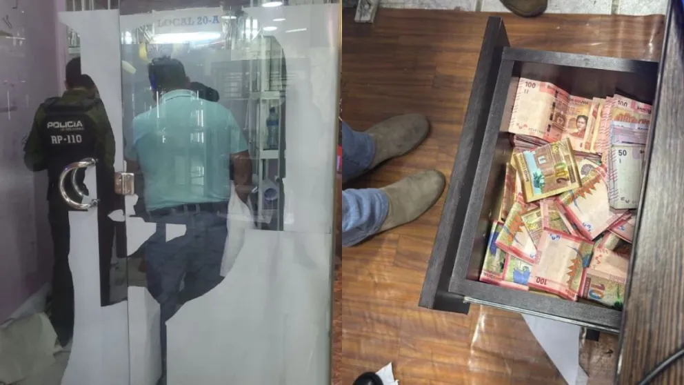 Imágenes de operativo y el dinero decomisado. COMPOSICIÓN: Paulo Lizárraga / Visión 360, con datos del Concejo Departamental.