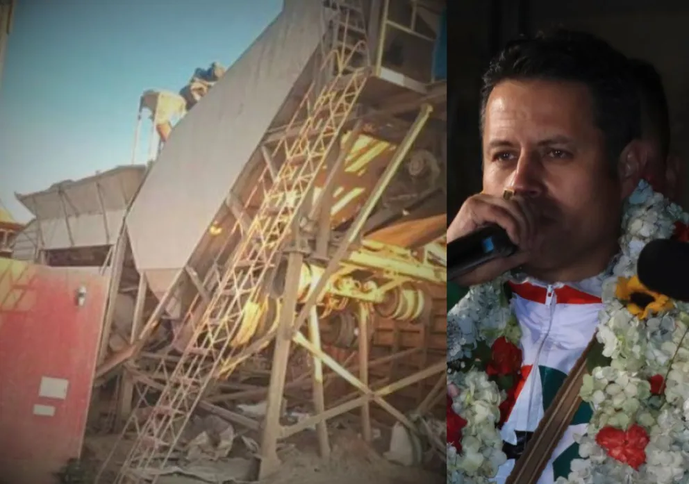 Obras en el aeropuerto de Potosí en una imagen de septiembre de este año; y el vicepresidente Edmand Lara. Fotos: El Potosí y APG 