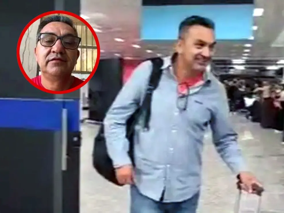 Capturas de video de Núñez cuando llegó al país ayer y de la entrevista de este jueves.