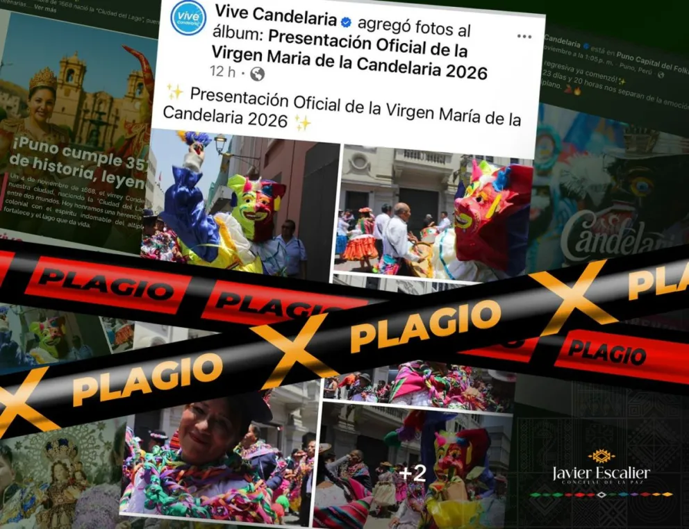 El uso de la imagen del Pepino en la promoción oficial de la Virgen de la Candelaria 2026 en Lima, Perú. Foto: Prensa Javier Escalier