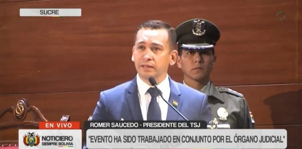 El presidente del Tribunal Supremo de Justicia, Romer Saucedo, en Sucre. Foto: ABI