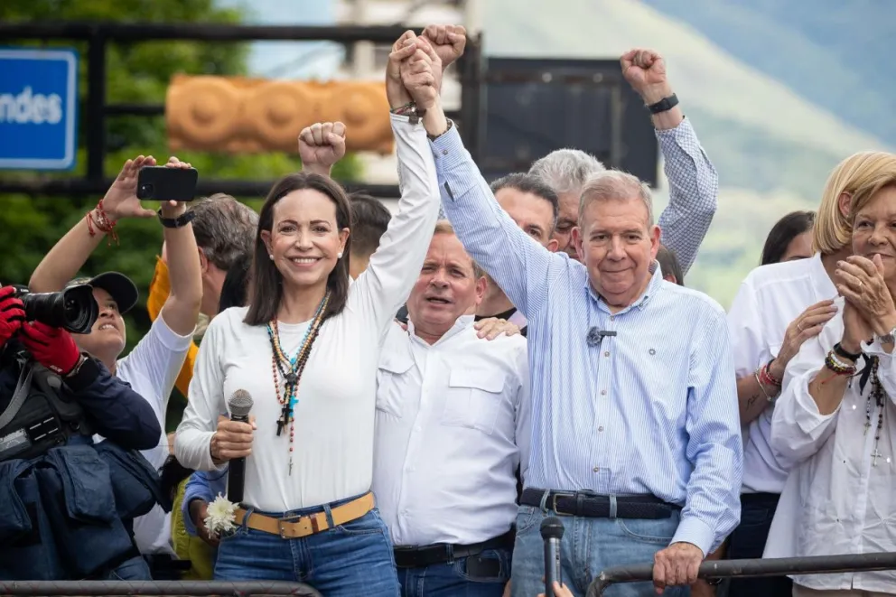 Los líderes opositores venezolanos María Corina Machado y Edmundo González Urrutia, el 30 de julio de 2024. Foto: EFE