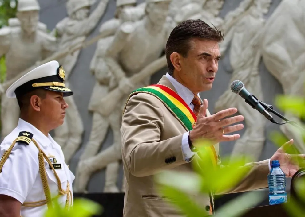 El Presidente, Rodrigo Paz, durante el acto de aniversario en Beni. El Presidente, Rodrigo Paz, durante el acto de aniversario en Beni.  Foto: Presidencia del Bolivia