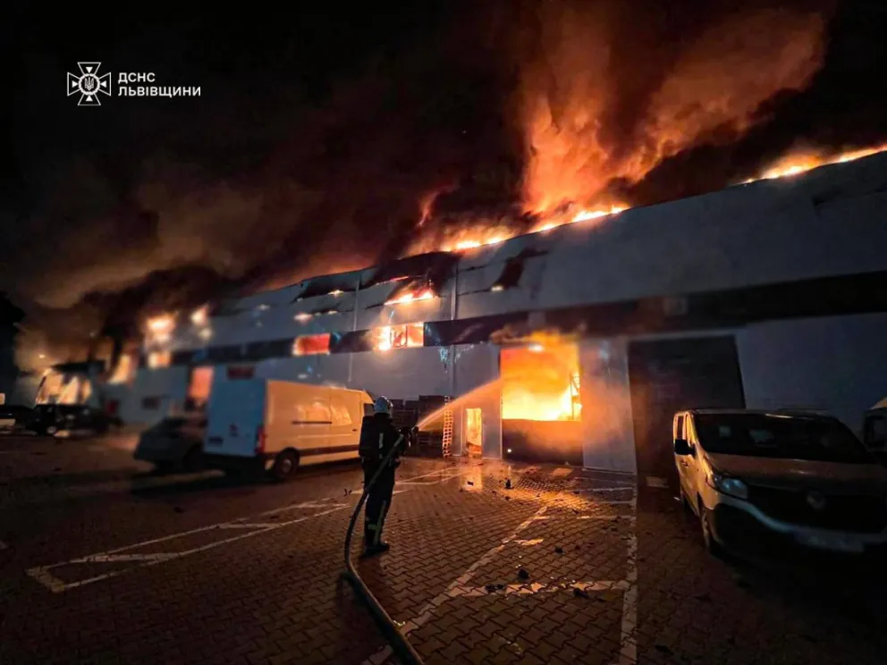 Una imagen del ataque compartida por Zelenski en redes. Foto: @ZelenskyyUa