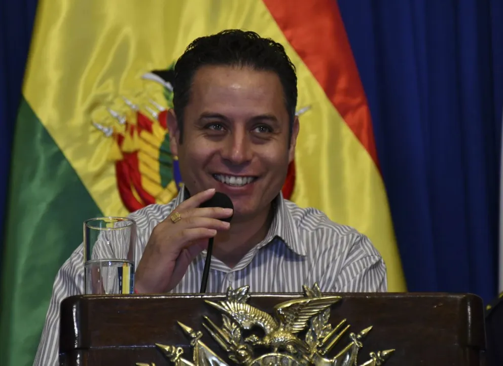 El vicepresidente Edmand Lara, en una conferencia de prensa anterior. Foto: APG 