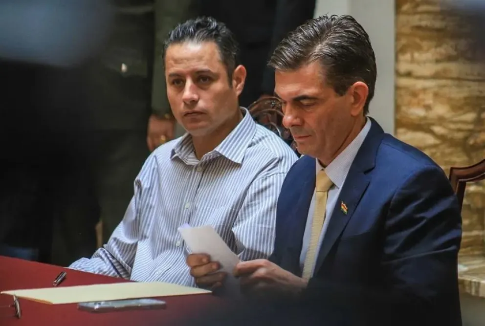 El presidente Rodrigo Paz con Edmand Lara en una imagen del 9 de noviembre. Foto: EFE