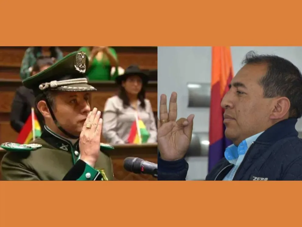 El vicepresidente Edmand Lara y el viceministro de Coordinación Legislativa, Wilson Santamaría. Foto: Composición