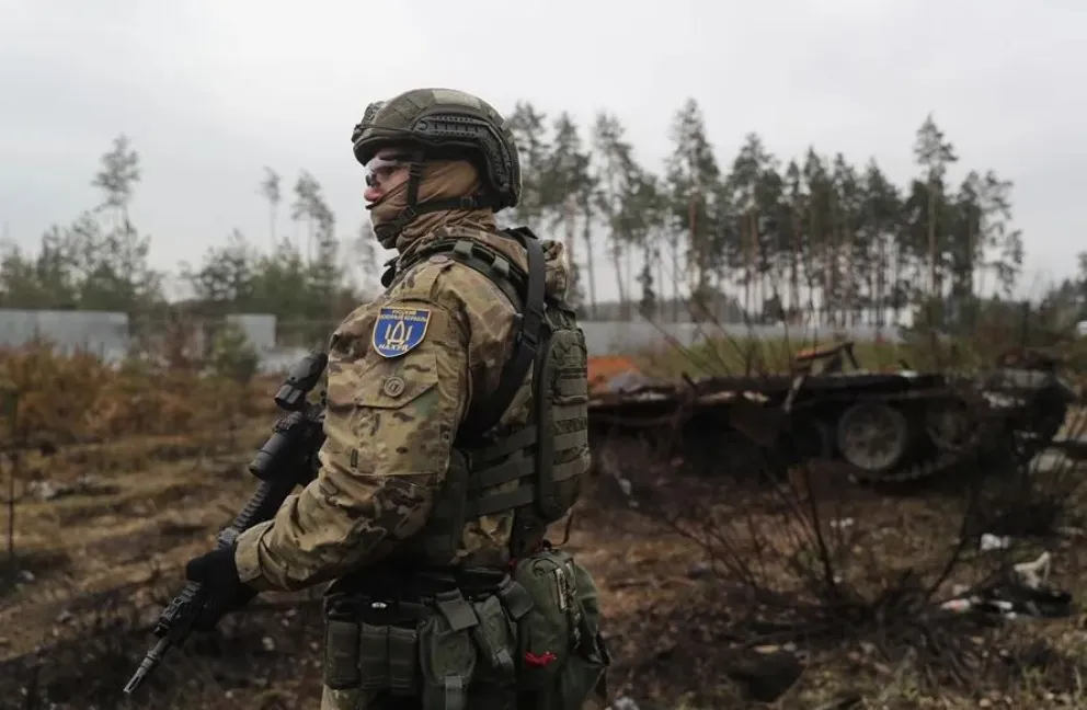 Soldados ucranianos en la ciudad de Borodianka, en una imagen de archivo. Foto: EFE