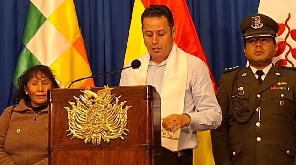 El vicepresidente Edmand Lara en conferencia de prensa. FOTO: Captura de video