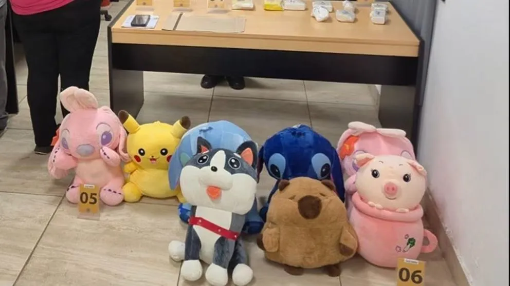 Peluches decomisados por la justicia argentina, en los que se transportaba droga. Foto: Infobae 