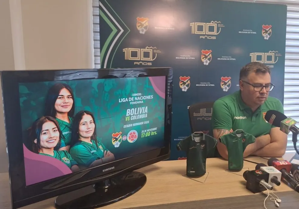 Claure durante la conferencia de lanzamiento de entradas de Bolivia vs. Colombia. Foto: Marco Mejía.