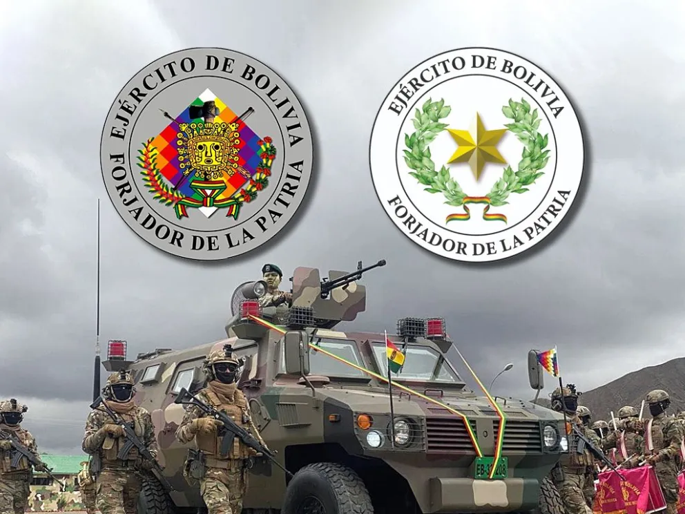 El emblema anterior y actual que representa al Ejército de Bolivia. Foto: FFAA, Composición Saúl Gonzáles / Visión 360
